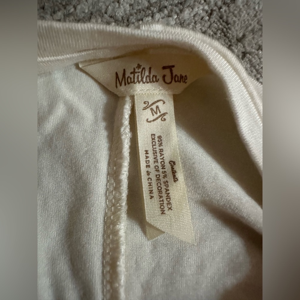 Matilda Jane white flowy shirt. Size medium